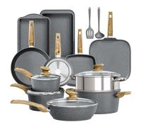 DishDelight Set Poele et Casserole Induction Antiadhésif Batterie de Cuisine 17pcs Aluminium Poele a Crepe Pancakes sans Pfas sans Pfoa Couvercles Verre