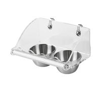 Dishes - Stainless Steel Bird Dispenser Set, Feeder Waterer Acrylic Stand, Hygienic Feeding System for Parakeets Macaws Canaries Parrots, Cage Accessory Supplies, Multi Color