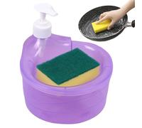 Dishwashing Soap Dispenser - Dish Soaps Dispensers, Refillable Pump Dispenser, Distributor Sponge Holders, Countertop Washing Up Liquid | 2 in 1 Washing Up Liquids Sponge Holder for Kitch en Sink