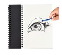 Disino 2pcs Carnet Croquis A5, 100 Pages Carnet Notes à Spirale, Carnet de Croquis Papier à Dessin Vierge, Carnet de Dessin, Bloc-Notes de Couverture Kraft pour Peinture Aquarelle, Journalr (Noir)