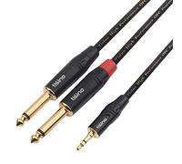 Disino TISINO Câble répartiteur Y mini jack stéréo 3,5 mm vers double prise TS mono 6,35 mm - 2 m