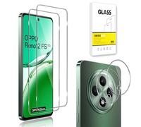 Dision Protecteur D'écran Compatible avec OPPO Reno 12 FS(5G/4G)/12F(5G/4G) [2 Pièces] + Protecteur D'objectif de Caméra [2 Pièces] [HD Clear,Technologie de Défense Multiple] Verre Trempé