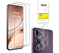 Dision Protecteur D'écran Compatible avec Vivo V50 Lite [2 Pièces] + Protecteur D'objectif de Caméra [2 Pièces] [HD Clear,Technologie de Défense Multiple] Verre Trempé