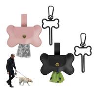 Disitributeur de Sacs à Crottes pour Chiens, Distributeur de Sac Poubelle pour Chien de Compagnie, support de sac à déchets mains libres avec mousqueton pour sac poubelle lapin, noir et rose