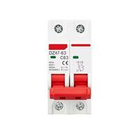 Disjoncteur 2P AC 230/400 V MCB DZ47 de type C, protection contre les surcharges, protection contre les courts-circuits, petit interrupteur principal domestique sur rail DIN(25A)