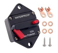 Disjoncteur 50A, Ampper Panel Mount DC 12V-48V Waterproof Thermal Circuit Breaker Fuse with Manual Reset/on-Off for Boat Trolling Motor Auto Audio Solar and More