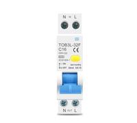 Disjoncteur automatique différentiel à courant résiduel TOB3L-32F RCBO 1P + N 6KA, avec Protection contre les fuites de surintensité, 18MM, 230V, 50/60Hz, 1 pièce(16a)