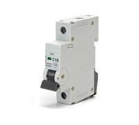 Disjoncteur automatique mini 1 pôle (1P), 16 A, courbe C, gris, parfait pour protéger les circuits électriques contre les surcharges et les courts-circuits dans les espaces restreints et dans les
