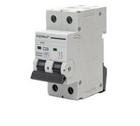 Disjoncteur automatique miniature 2P 20A courbé C gris pour protection électrique dans les installations domestiques et industrielles.