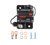 Disjoncteur de Voiture,30-300A Auto Disjoncteur Étanche avec Réinitialisation Manuelle,DC12-48V Disjoncteur Voiture Puissance avec cosses à fils Rondelle en cuivre pour Moteur Marine Auto (200A Rouge)