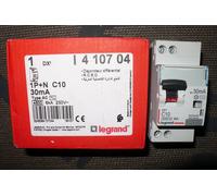 Legrand Disjoncteur différentiel DX³4500 10A type AC 30mA courbe C 1P+N