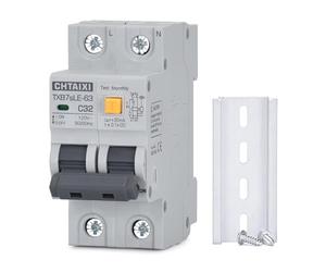 Disjoncteur différentiel 16 A 120 V CA, montage sur rail DIN, déclenchement magnéto-thermique, protection contre les fuites à la terre, 1 PN RCBO C16(32 Amp)