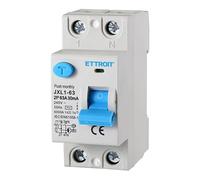 Disjoncteur différentiel 2P 63A 6kA 30mA 220V Salvavita 2 Modules DIN Ettroit JXL1-63-2P-63A