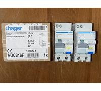 Disj.dif 1P+N 4.5-6kA C-16A 30 - DISJ. DIFF.PH-N HAGER ADC816F