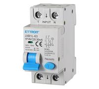 Disjoncteur différentiel Dispositif de Protection 1P+N 20A 4.5kA 30mA 220V 2 Modules DIN Ettroit JXB1L-63-1P+N-20A