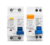 Disjoncteur différentiel TPNL DPNL 230 V 1P+N avec protection contre les surintensités et les courts-circuits, 1 pièce(TPNL 63A)
