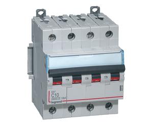 Disjoncteur DX³ 6000 10 kA bornes à vis 4P 400 V courbe C pour peigne HX³ traditionnel 10 A LEGRAND 407896