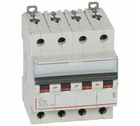 Disjoncteur DX³ 6000 10 kA bornes à vis 4P 400 V courbe C pour peigne HX³ traditionnel 16 A LEGRAND 407898