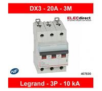 Legrand Disjoncteur tétrapolaire DX3 407899 20A 4P Courbe C 6/10kA À vis