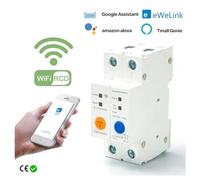 Disjoncteur intelligent 2P 63A DIN rail, interrupteur intelligent, télécommande for maison intelligente via l'application Ewelink, 1 pièce(32A)