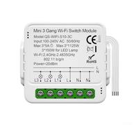 Disjoncteur Intelligent WiFi 16A pour Tuya pour Smart Life, Module Domotique avec Suivi Énergie et Commande Vocale pour alexa, Protection Court-Circuit pour Maison Connectée, 4x4cm(Three-way)