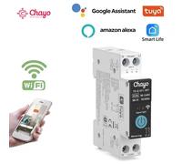 Disjoncteur intelligent WiFi Tuya 1P 63A sur rail DIN pour maison connectée, commande à distance sans fil par application, livraison gratuite chayo