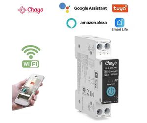 Disjoncteur intelligent WiFi Tuya 1P 63A sur rail DIN pour maison connectée, commande à distance sans fil par application, livraison gratuite chayo