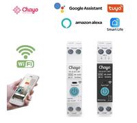 Disjoncteur intelligent WiFi TUYA avec mesure de puissance 1P 63A sur rail DIN pour maison intelligente, commande à distance sans fil par application Chayo