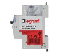 Disjoncteur LEGRAND Phase + Neutre 10A Bornes à Vis 1 Module