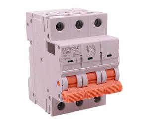 Disjoncteur magnétothermique triphasé 3P 63A C63, MCB courbe C 10kA, 3 modules DIN 400 V, série professionnelle GYM9H, couplé avec bobine de déverrouillage GA01231 GA01232