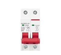 Disjoncteur miniature 2P CC 1000 V, protection contre les surcharges, 6 A, 10 A, 16 A, 20 A, 25 A, 32 A, 40 A, 50 A, 63 A, for applications photovoltaïques (PV).(25A)