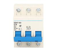 Disjoncteur miniature 3P Montage sur rail DIN Interrupteur de protection basse tension 400V 16A DZ47 63 C16 Taille compacte Coque en nylon PA66 pour système d'éclairage de