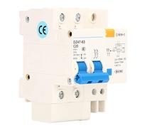 Disjoncteur miniature 400V 20A Disjoncteur à montage sur rail DIN 2P Isolateur de courant résiduel PA66 Commutateur de protection contre les surcharges for la maison commutateur d'air