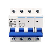 Disjoncteur Miniature 4P AC MCB TOB1-63 Type C 230/400 V~ 50 Hz/60 Hz 3 A, 6 A, 10 A, 16 A, 20 A, 25 A, 32 A, 40 A, 50 A, 63 A(4P 16A)
