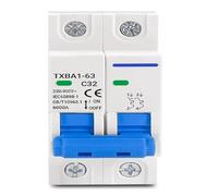 Disjoncteur miniature AC MCB 1P 2P 230 V 400 V 6 KA, interrupteur pneumatique, 6 A, 10 A, 16 A, 20 A, 32 A, 40 A, 50 A, 63 A, protection contre les surcharges et les courts-circuits(2P,20A)