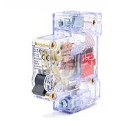 Disjoncteur miniature transparent DZ47-63, 1P 16-63A, monté sur rail DIN, for la sécurité électrique domestique et industrielle, AC 230 V/400 V(16A)