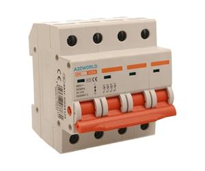 Disjoncteur modulaire triphasé 125A, 4P quadripolaire 4 modules DIN 380 V AC, IP20, certifié IEC60947-3