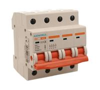 Disjoncteur modulaire triphasé 63A, 4P quadripolaire 4 modules DIN 380 V AC, IP20, certifié IEC60947-3
