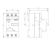 Disjoncteur Siemens 3RV1011-0JA10 3 NO (T) Plage de réglage (courant): 0.7 - 1 A Tension de contact (max.): 690 V/AC (l x H x P)