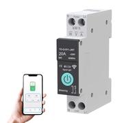 Disjoncteur WiFi, 1P+N 20A 230V, télécommande sans fil pour maison connectée, commande vocale, suivi de la consommation d'énergie, compatible avec l'application Smart Life TUYA, montage sur rail DIN
