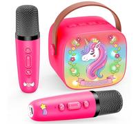 Dislocati Licorne Cadeau Noel Fille 3-12 Ans, Micro Enfant Karaoke avec 2 Micro Bluetooth sans Fil Jouet Fille 3-12 Ans Micro Karaoké Enfant pour Chanter Fille Microphone sans Fil Bluetooth