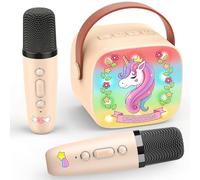 Dislocati Micro Enfant Karaoke avec 2 Micros Bluetooth sans Fil, Cadeau Noel Enfant 3-12 Ans Fille Microphone Jouet Enfant 3-12 Ans Fille Enceinte Karaoké avec Micro