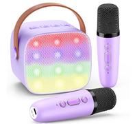 Dislocati Micro Karaoke avec 2 Micro sans Fil, Cadeau Jouet Fille 3-12 Ans Portable Enceinte Bluetooth Karaoké pour Enfants et Adultes Idéal pour Fêtes de Famille, Soirées et Plein Air
