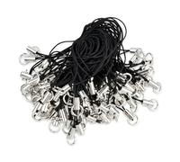 Disnace 100 Pièces Cordon Porte Clé Noir avec Mousqueton, Sangle Téléphone Portable en Polyester Durable, Mini Attache Telephone, Clé USB, Bijoux DIY, Accessoires Mobiles (5.8cm)