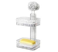 Disnace Double Porte Savon, Porte-Savon Double Couche avec Ventouse, Porte Savons Douche sans Perçage, Support Savons Douches pour Salle de Bain Douche Cuisine, Couleur Transparente
