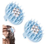 Disnace Lot de 2 Brosse Massage Cuir Chevelu, Masseur Tete Cheveux, Brosse à Massage du Cuir Chevelu en Silicone Souple, Massages Tete Cuirs Chevelux pour Stimulation Exfoliation, Blanc Bleu