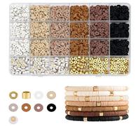 Disnace Lot de 2414 perles en argile polymère pour la fabrication de bracelets, perles d'espacement dorées, kit de bracelet d'amitié avec boîte de rangement transparente
