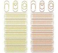 Disnace Lot de 300 Trombones Bureau Métallique, Trombones Fantaisie en Forme de Coeur Etoile Chubby, Mini Trombones Pince Papier Rigolo, Fourniture Bureau pour Bureau Ecole Maison (Or, Or Rose)