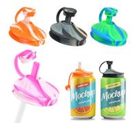 Disnace Lot de 4 Couvercle de Canette de Soda, Silicone Couvercle de Boîte Paille, Couvercles Réutilisables Anti-Fuite en Silicone pour Soda Cola Bière Jus, Adaptés aux Canettes Standard 2.1"