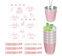 Disnace Lot de 6 Verres à Shot Mariage avec Chaîne, Verres à Liqueur à Suspendre en Acier Inoxydable, Parfait pour Mariage Enterrement de Vie de Jeune Fille Dégustation de Vin (Rose, 30 ml)
